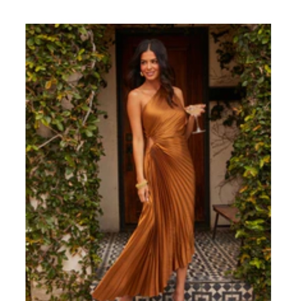 Vici One-Shoulder Bronze Dress